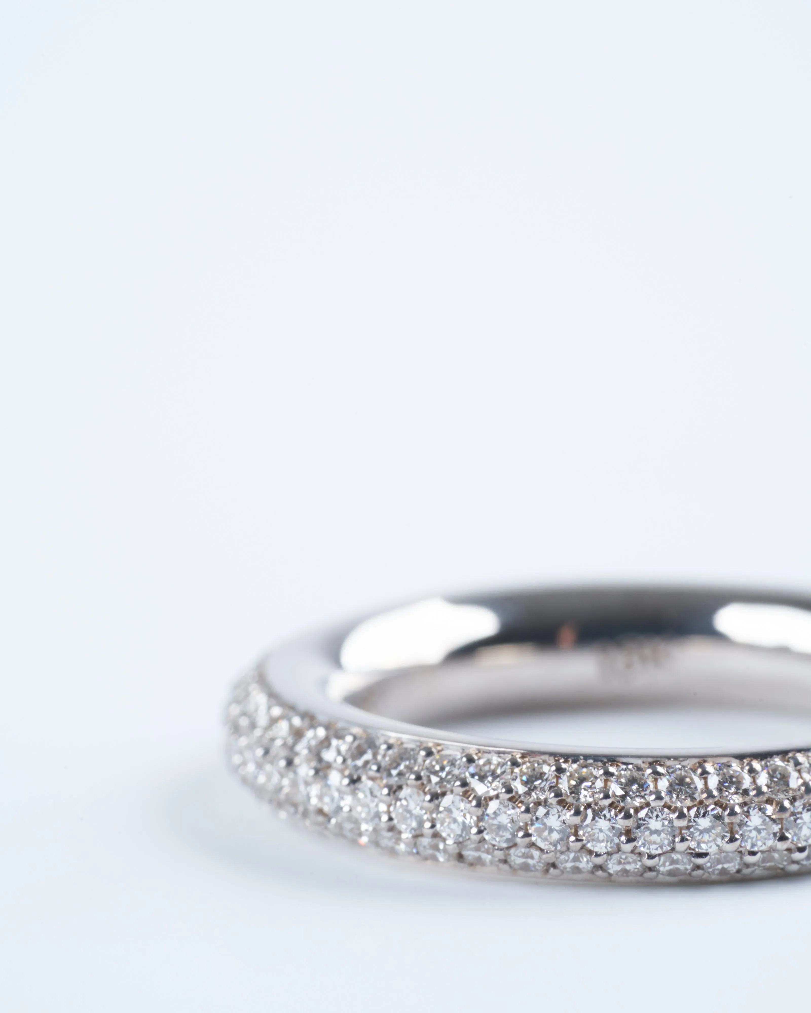 3.8mm pavé single band (3 row) white gold ring - white gold