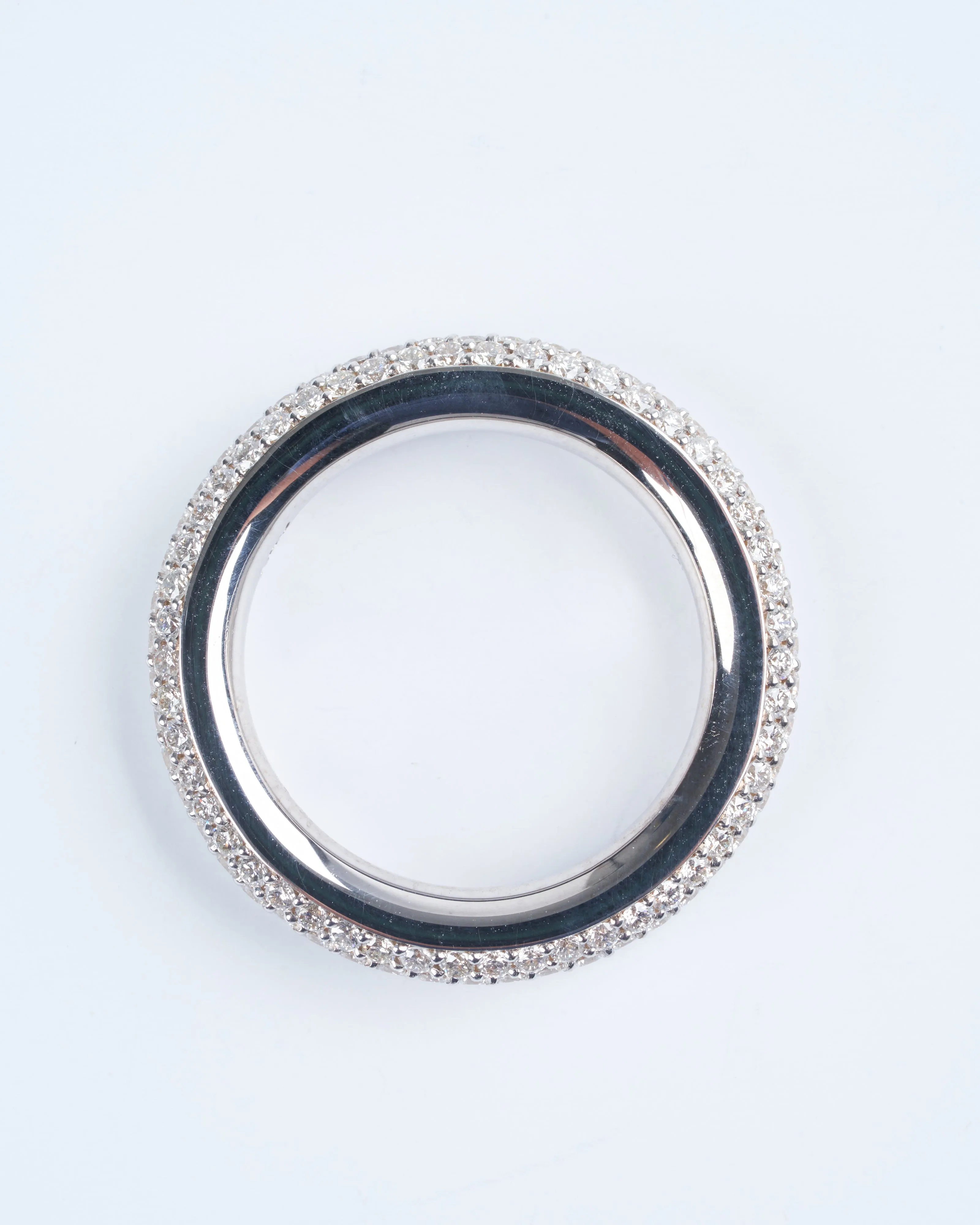 3.8mm pavé single band (3 row) white gold ring - white gold
