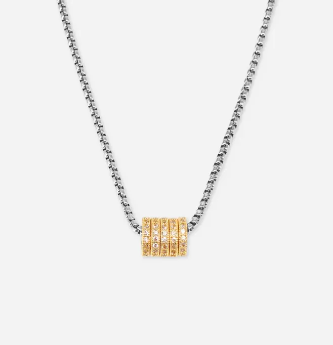 5 Ring -Necklace- Two Tone and CZ  NON TARNISH