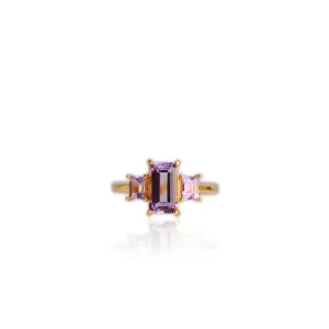 5 x 8 mm. Octagon Cut Purple Brazilian Amethyst Trilogy Ring