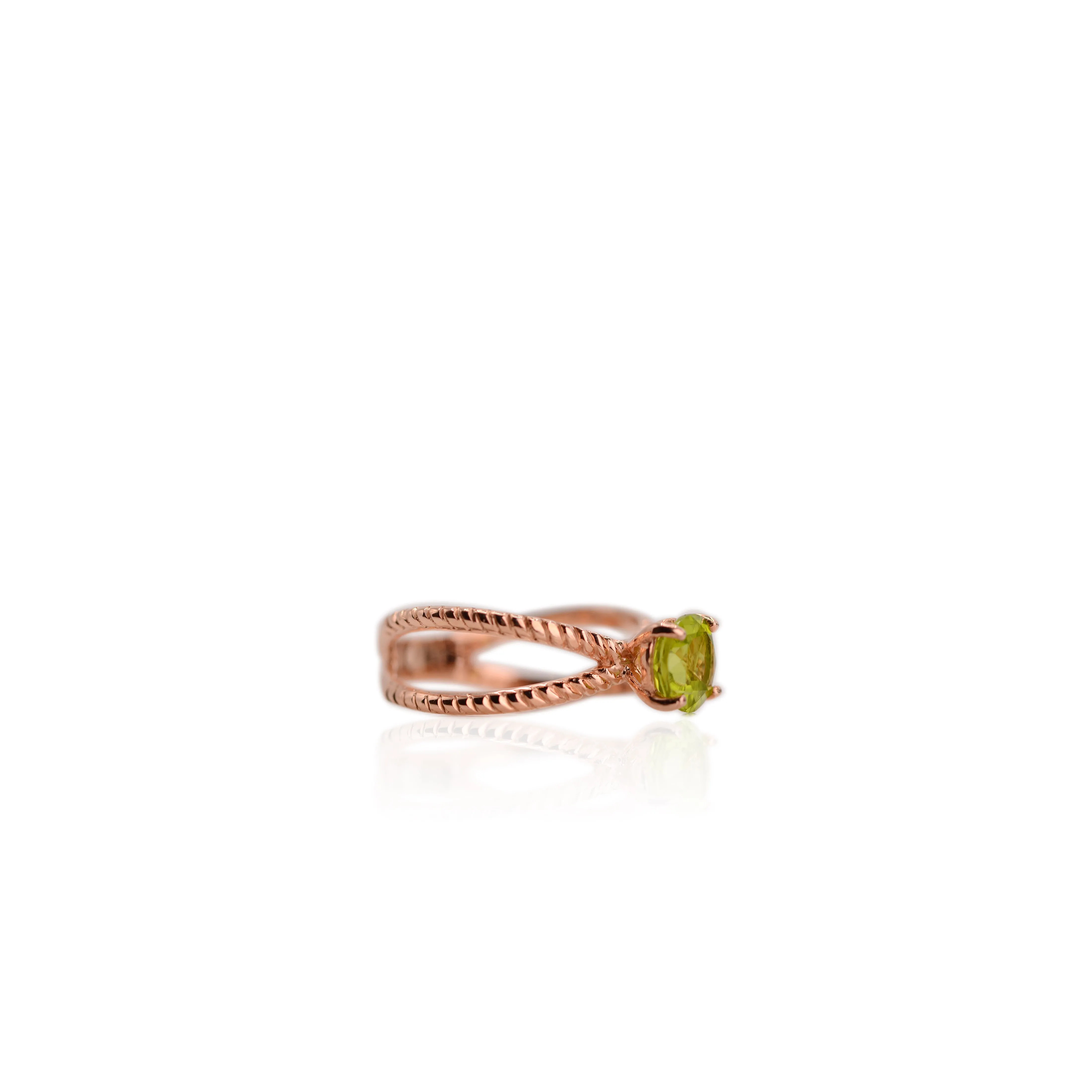 7 mm. Round Cut Green Pakistani Peridot Ring