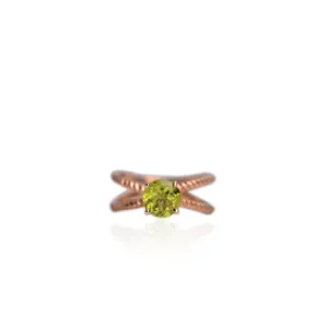 7 mm. Round Cut Green Pakistani Peridot Ring
