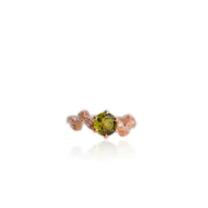 7 mm. Round Cut Green Pakistani Peridot with Cz Accents Ring