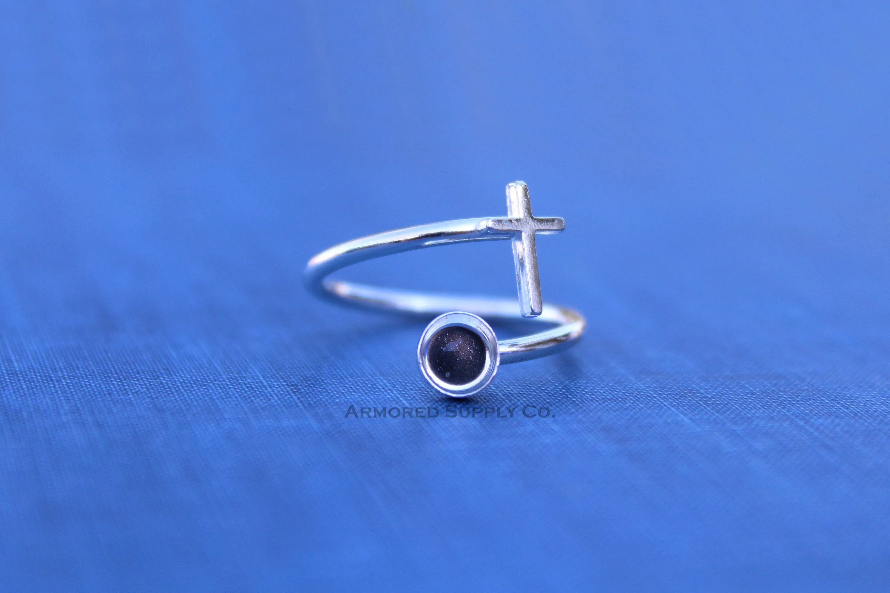 7mm Bezel Silver Cross Wrap Bypass Adjustable Ring blank