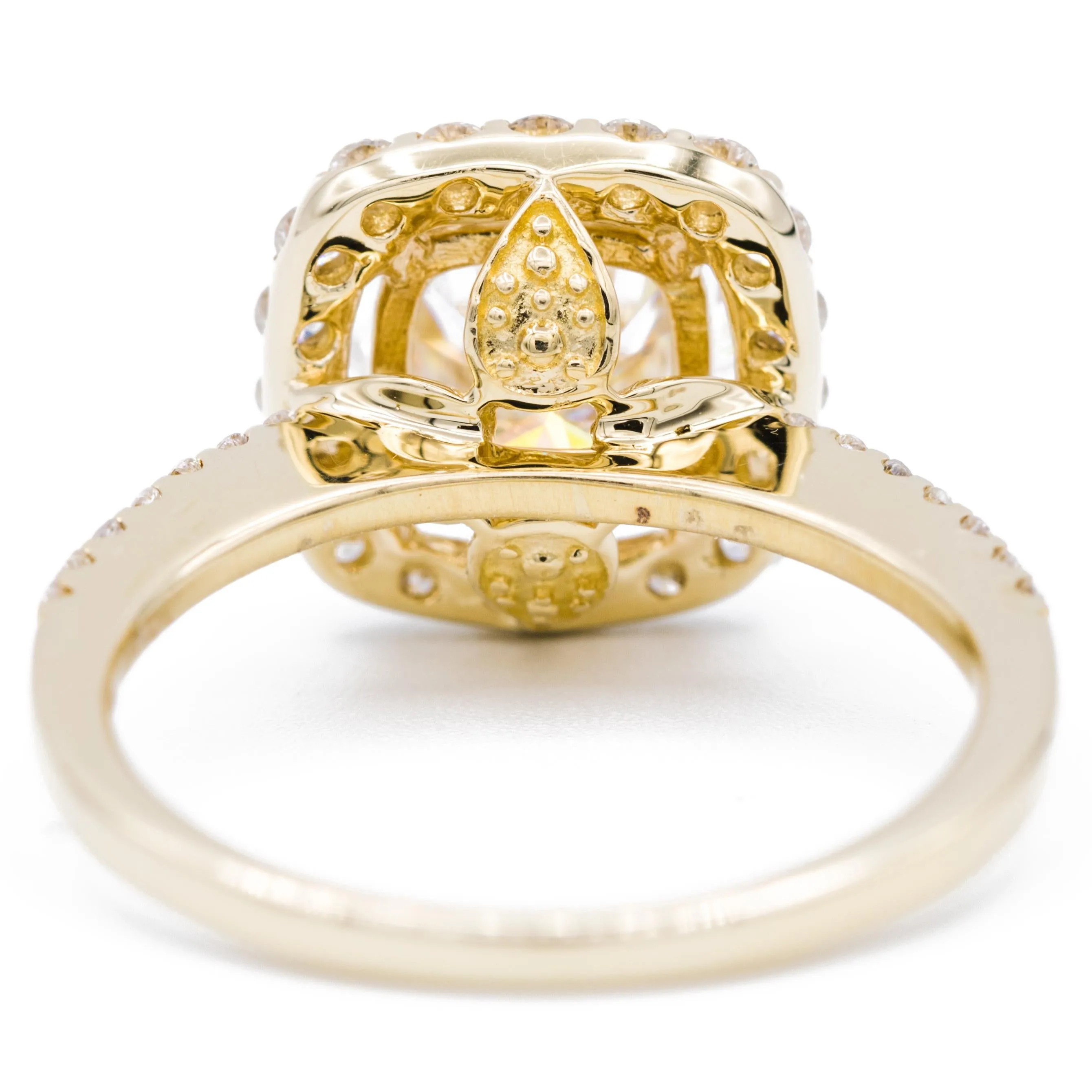 8mm Round Center 14K Yellow Gold Halo Diamond Micro Pave Ring