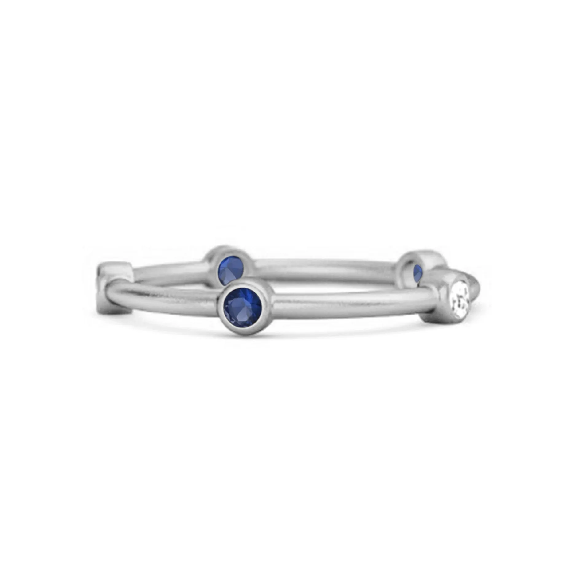 925 Sterling Silver 0.30 Ct Blue Sapphire Stackable Wedding Ring