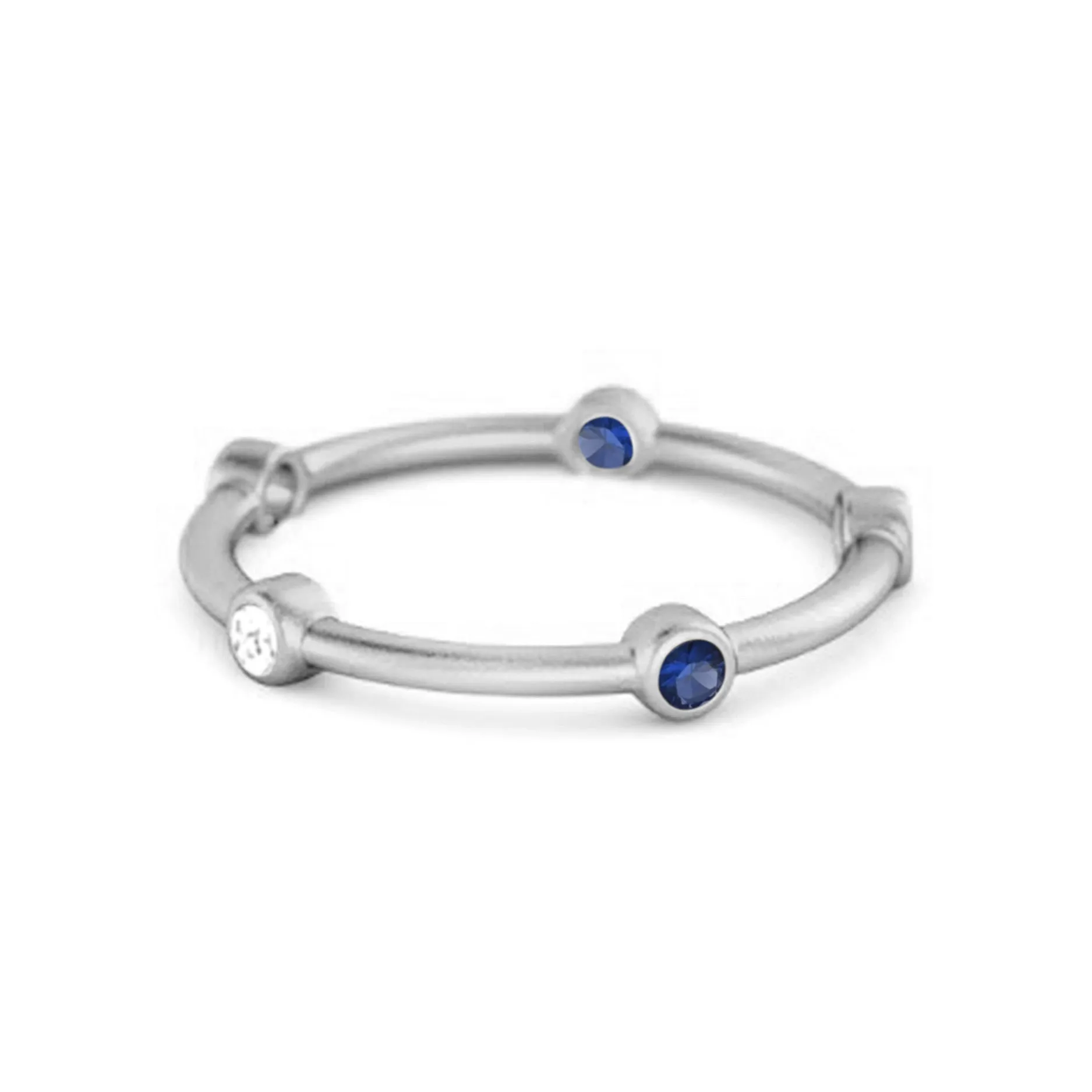 925 Sterling Silver 0.30 Ct Blue Sapphire Stackable Wedding Ring