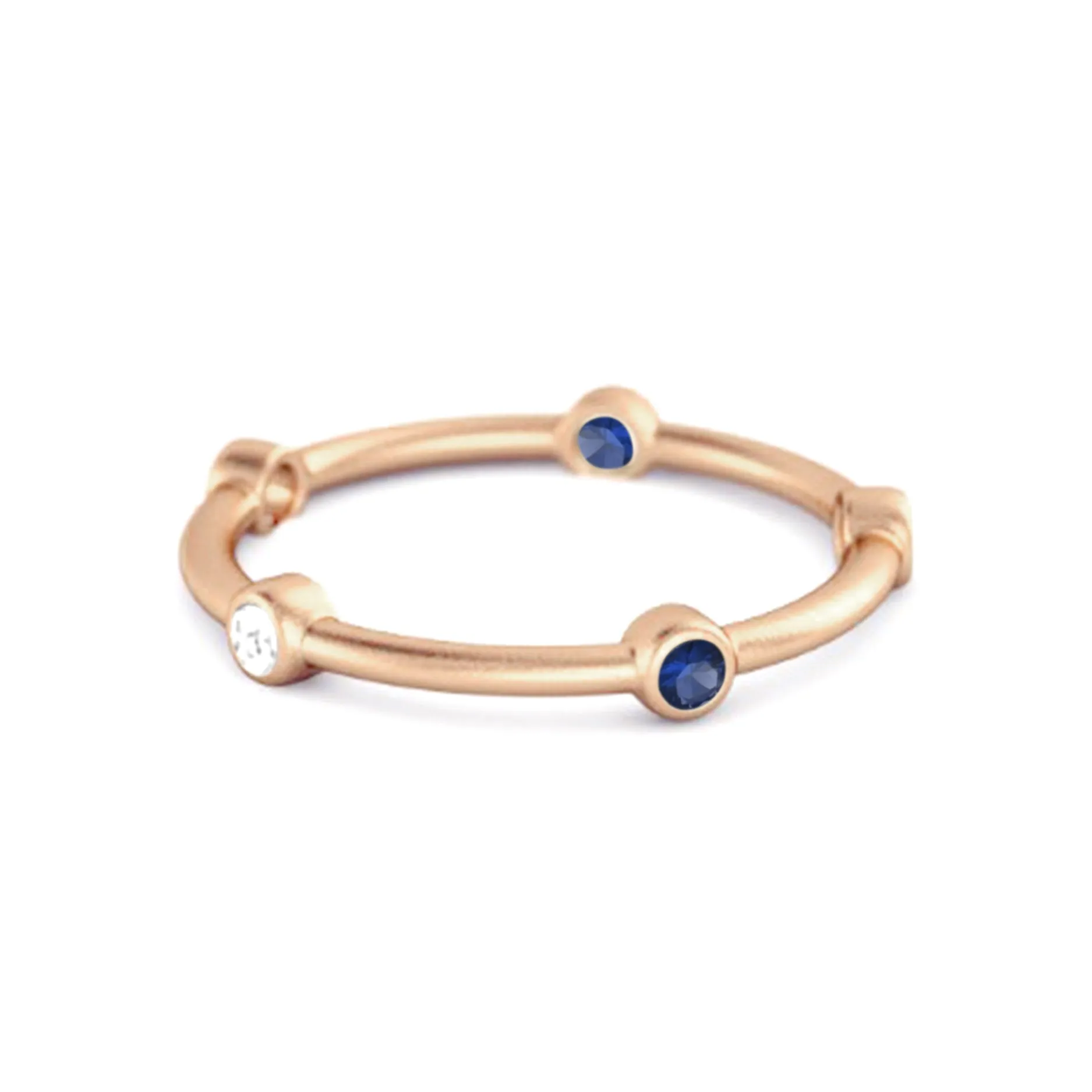 925 Sterling Silver 0.30 Ct Blue Sapphire Stackable Wedding Ring