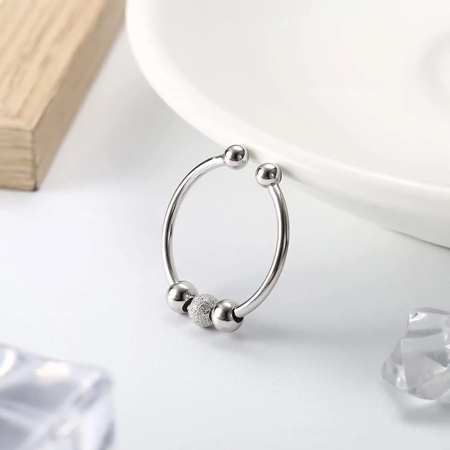 925 Sterling Silver Anti Anxiety Rings for Women Men