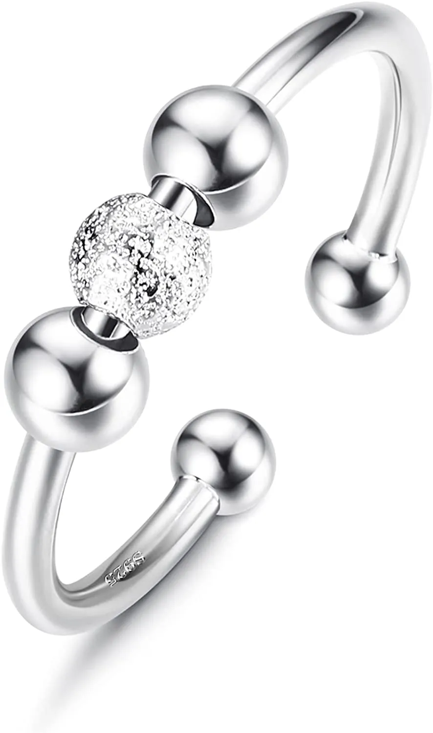 925 Sterling Silver Anti Anxiety Rings for Women Men