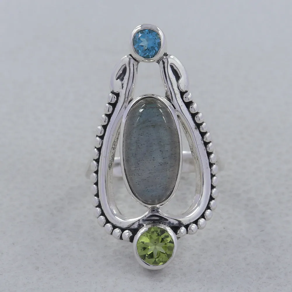 925 Sterling Silver Labradorite Designer Ring