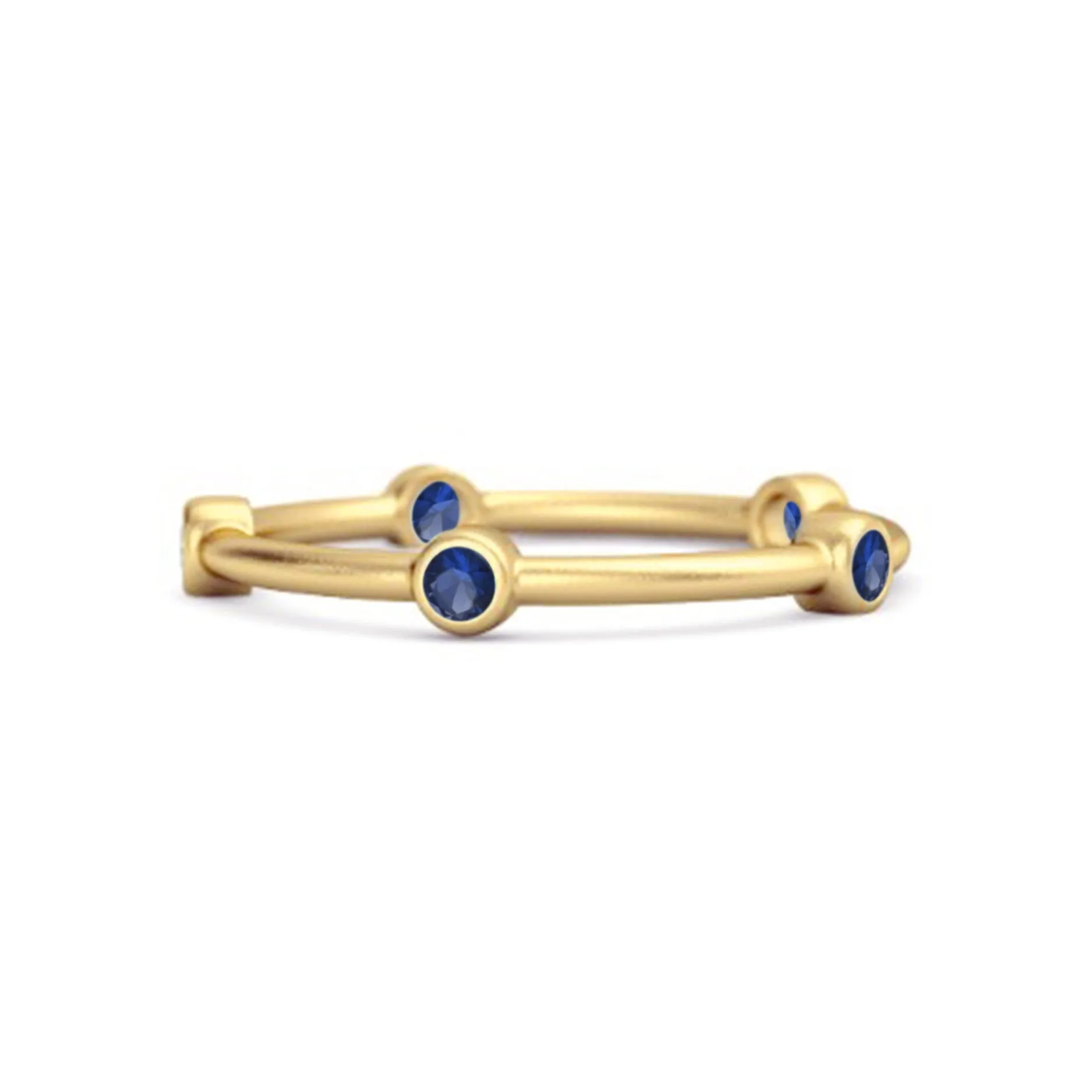 925 Sterling Silver Stackable Wedding Band Blue Sapphire Five Stone Ring