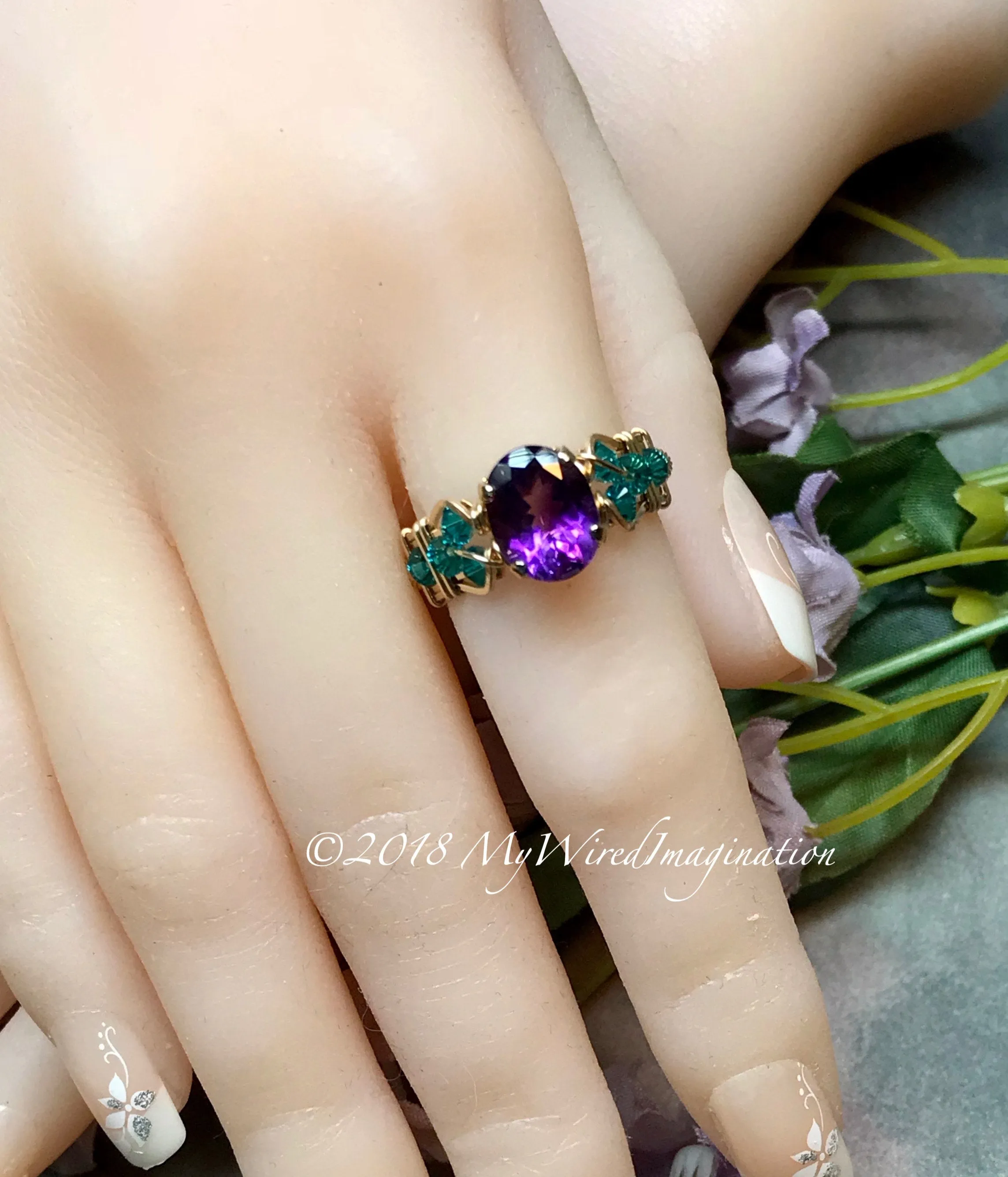 AAA Moroccan Amethyst Handmade Ring, Unique Engagement Ring in 14K GF, US Size 6.5