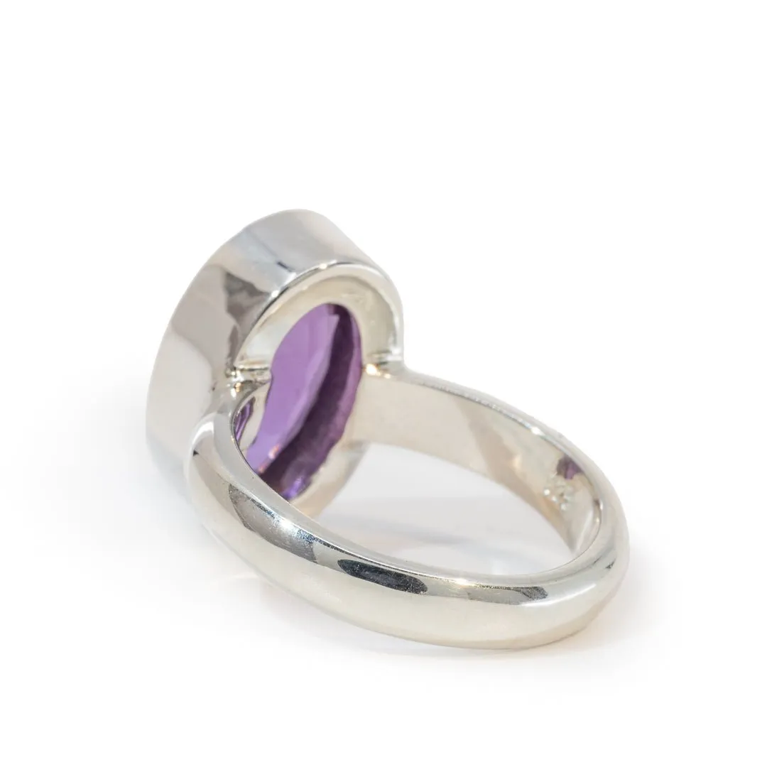 Amethyst 4.22 Carat Faceted Handcrafted Sterling Silver Gemstone Ring