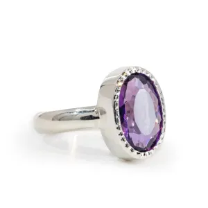 Amethyst 4.22 Carat Faceted Handcrafted Sterling Silver Gemstone Ring