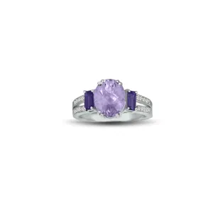 Amethyst and Pink Amethyst Ring in Sterling Silver