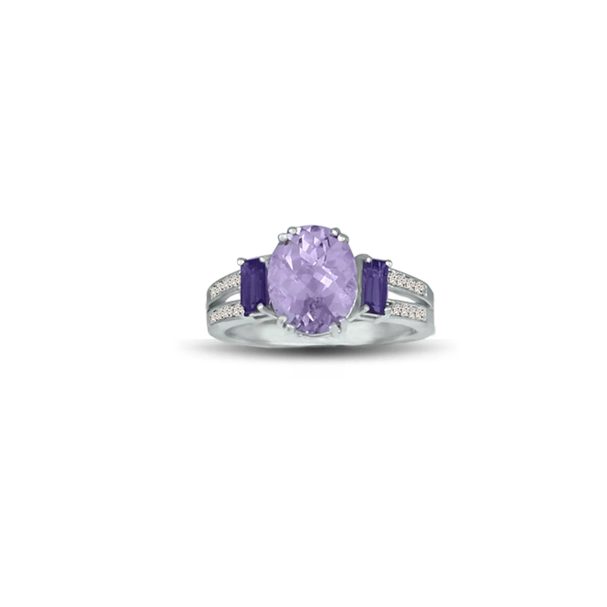 Amethyst and Pink Amethyst Ring in Sterling Silver