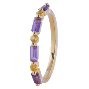 Amethyst Baguette and Citrine Ring