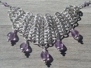 Amethyst Sterling Silver Draped Bib Necklace