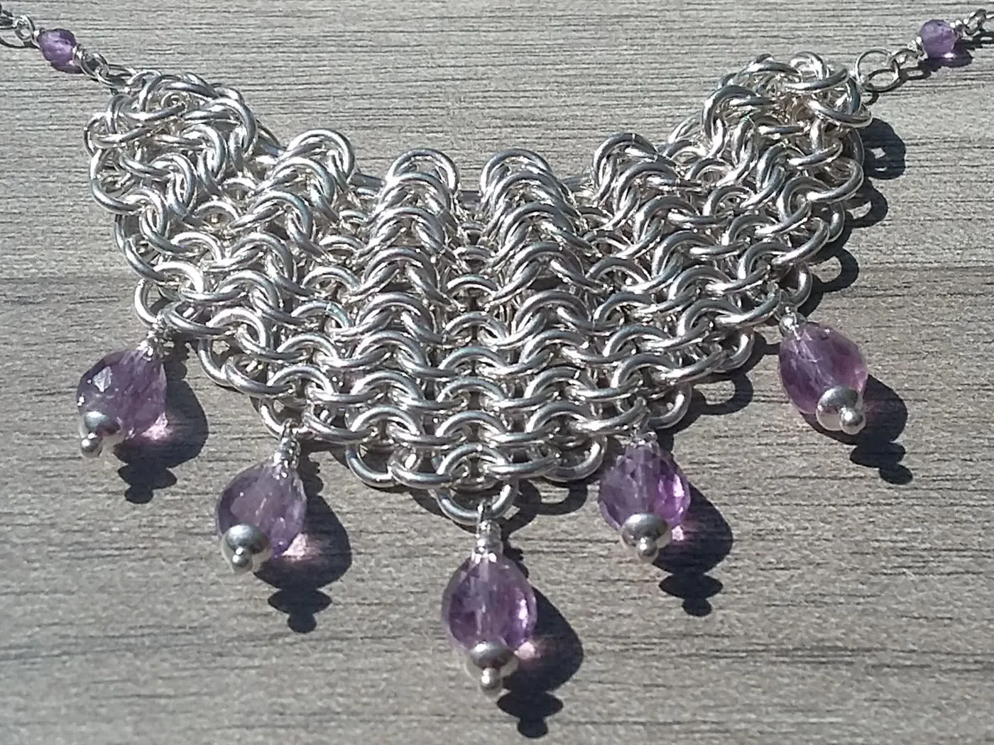 Amethyst Sterling Silver Draped Bib Necklace