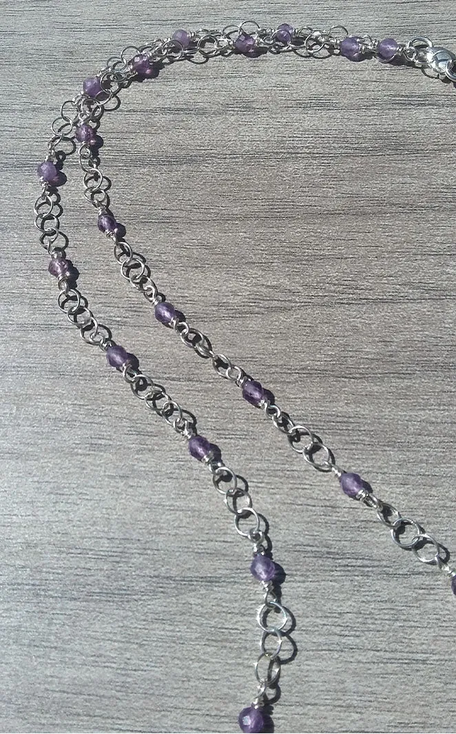 Amethyst Sterling Silver Draped Bib Necklace