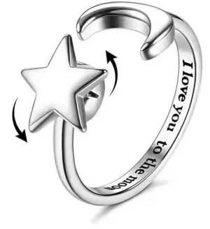 Anti-Stress/ Anti-Anxiety Star & Moon Fidget Spinner Ring
