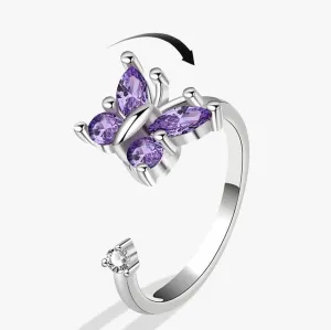 Anti Stress/Anxiety Purple Butterfly Fidget Spinner Ring