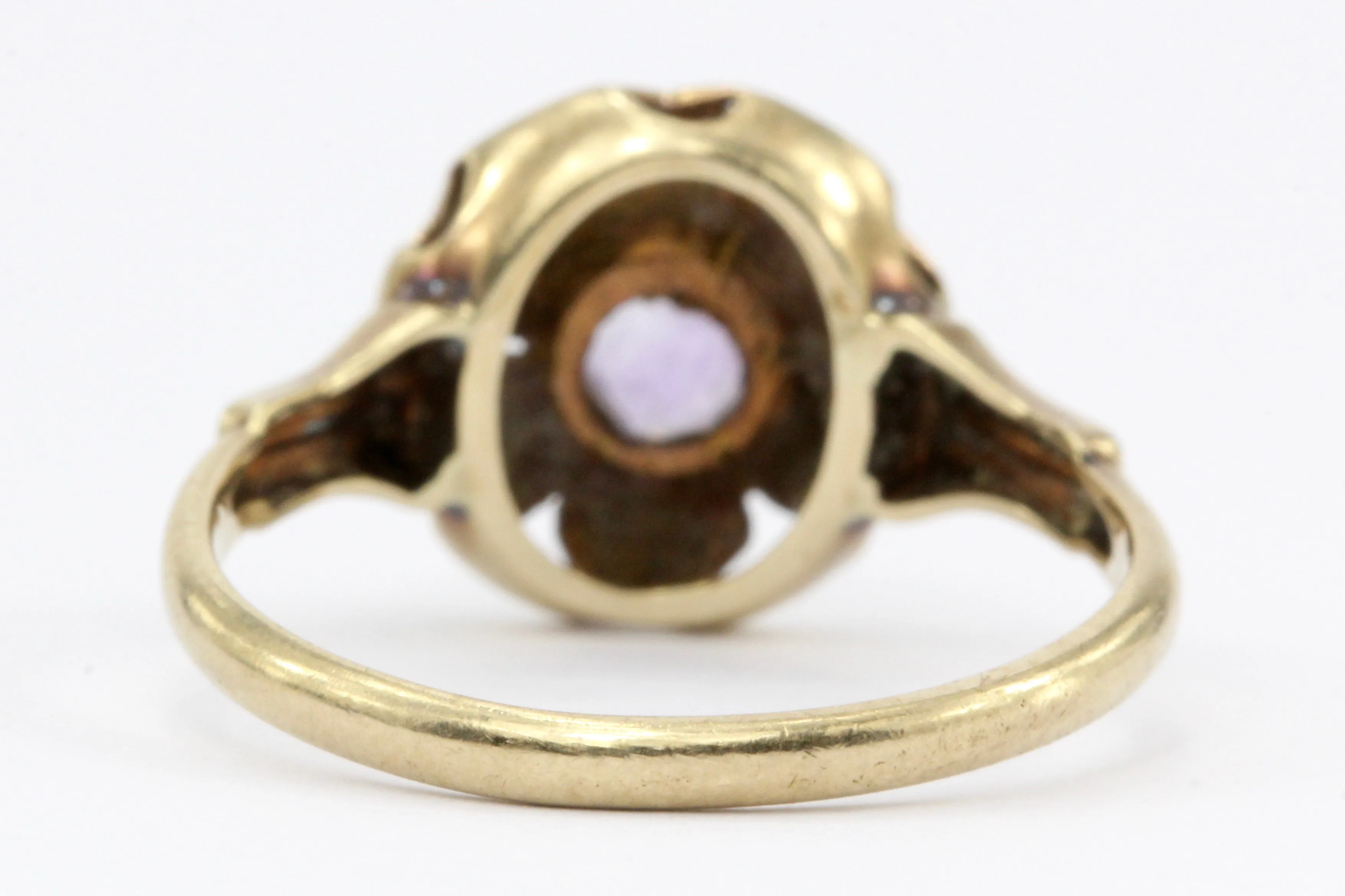 Art Deco ESEMCO 10K Rose & Green Gold Amethyst Flower Ring c.1920's