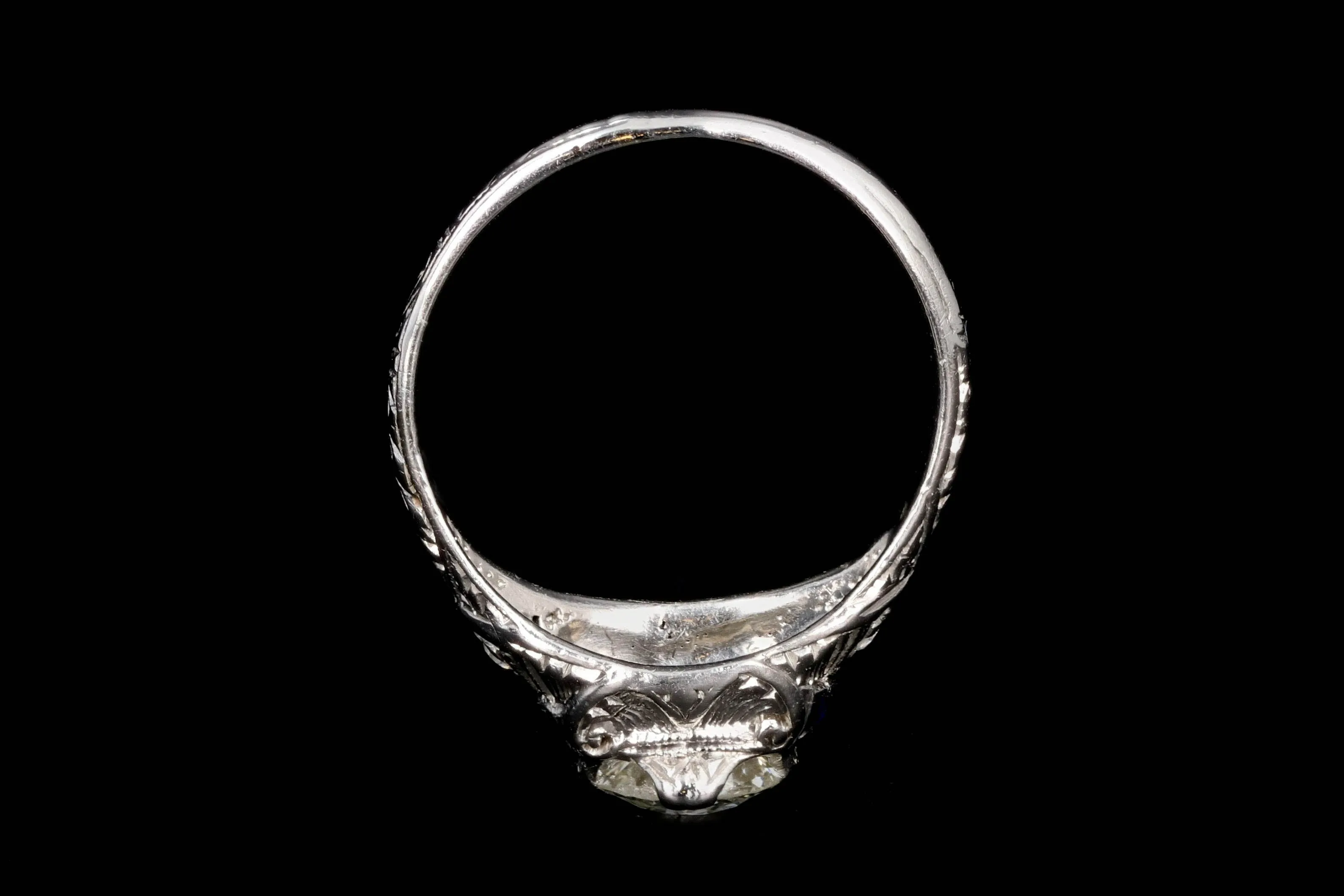 Art Deco Platinum .90 CTR Old European Cut Diamond Engagement Ring