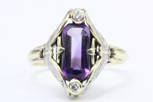 Art Nouveau Allsopp Bros. 14K Multi-tone Gold Butterfly Amethyst Ring c.1900