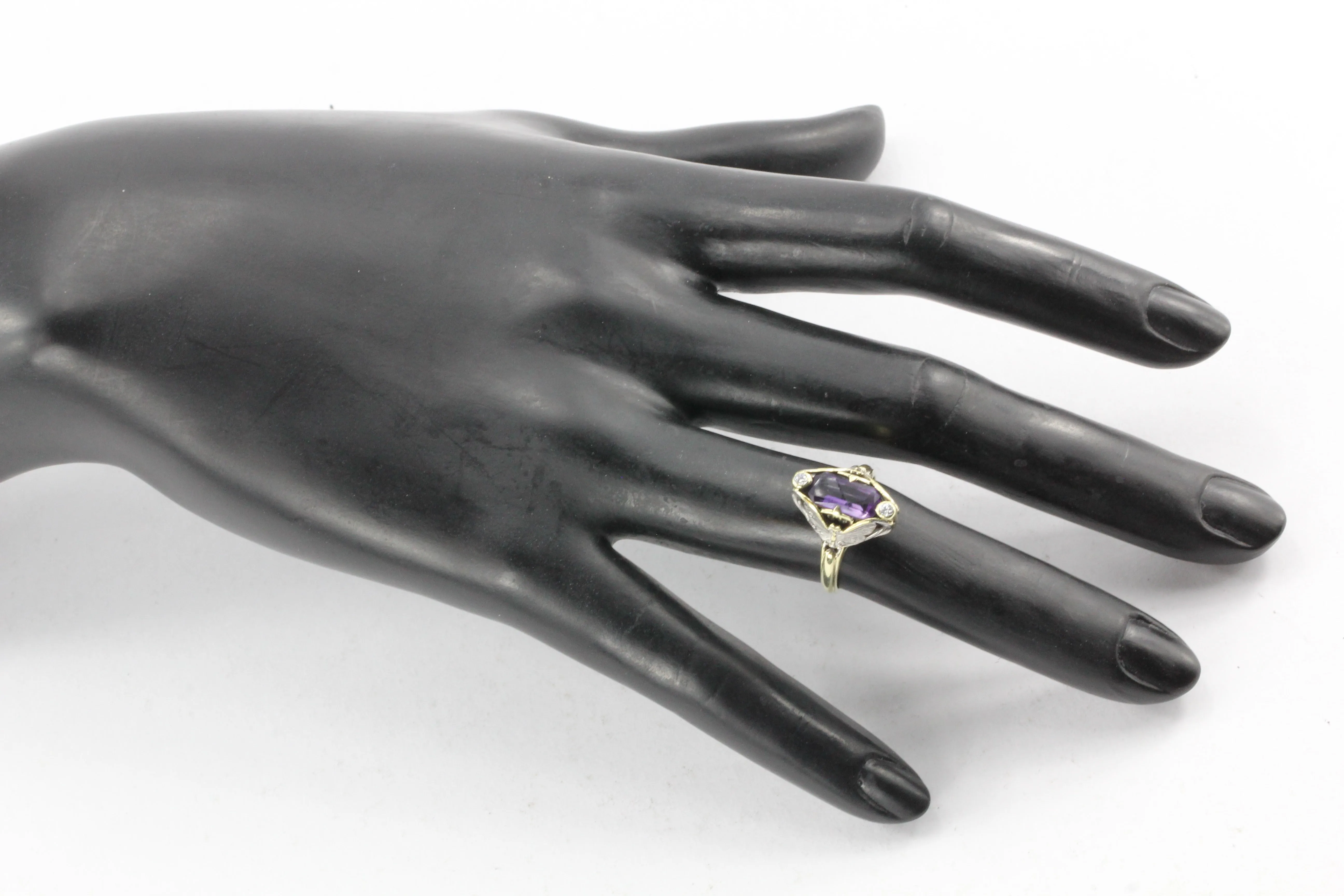 Art Nouveau Allsopp Bros. 14K Multi-tone Gold Butterfly Amethyst Ring c.1900