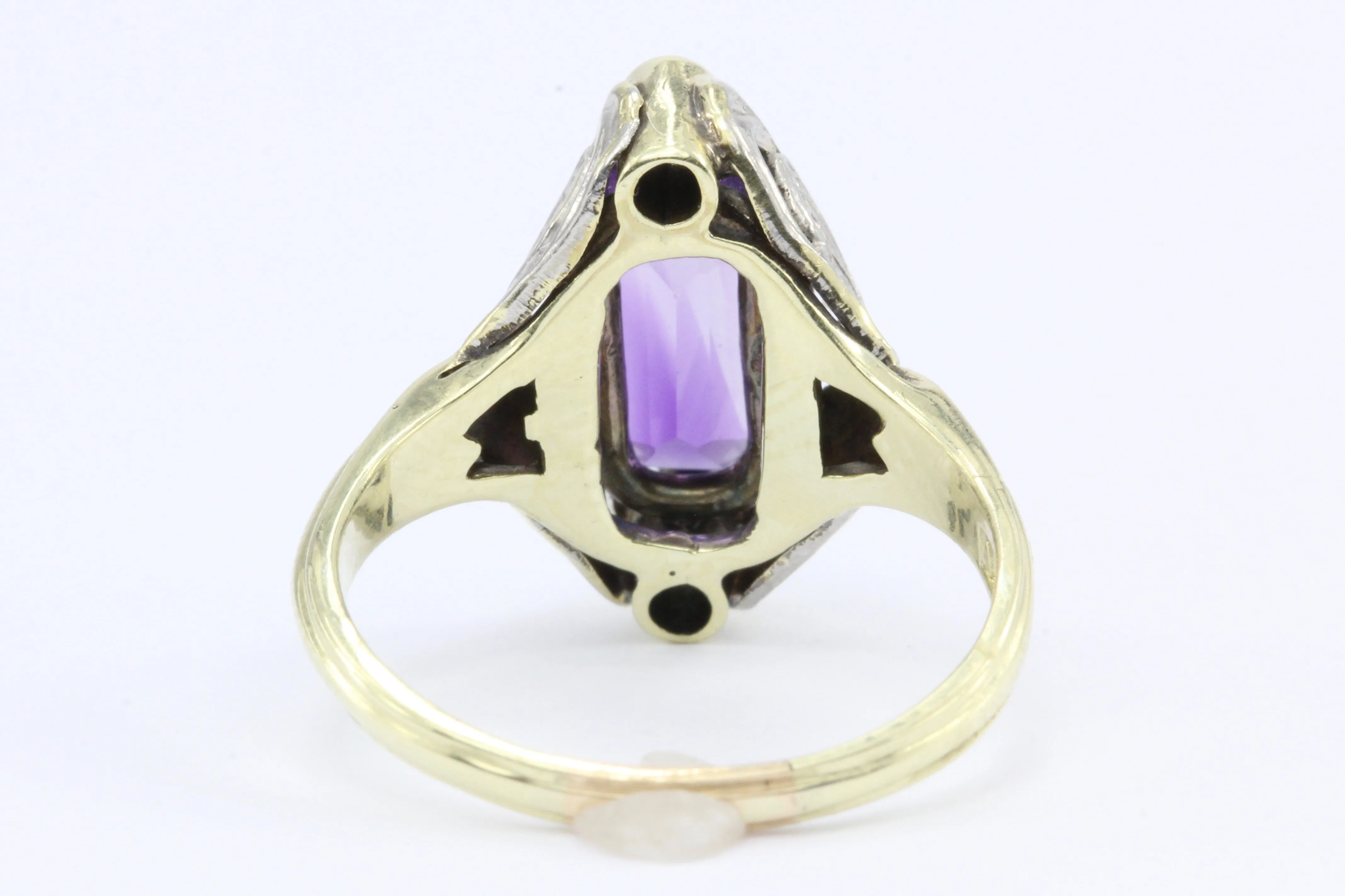 Art Nouveau Allsopp Bros. 14K Multi-tone Gold Butterfly Amethyst Ring c.1900