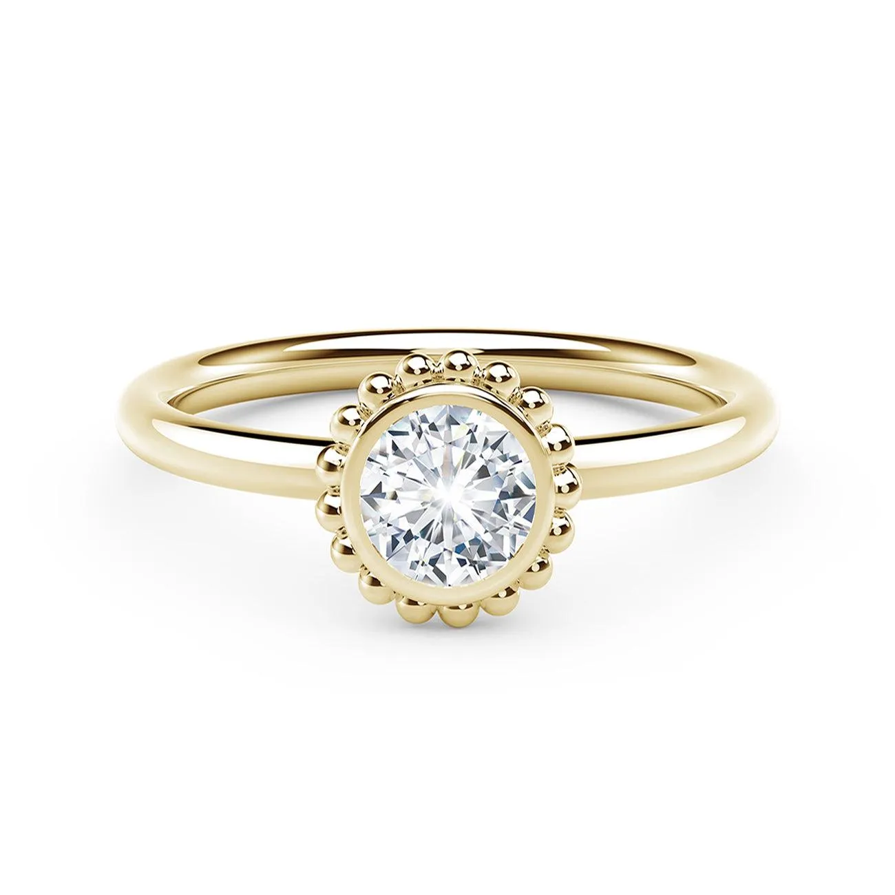 Beaded Diamond Ring,  Yellow Gold
