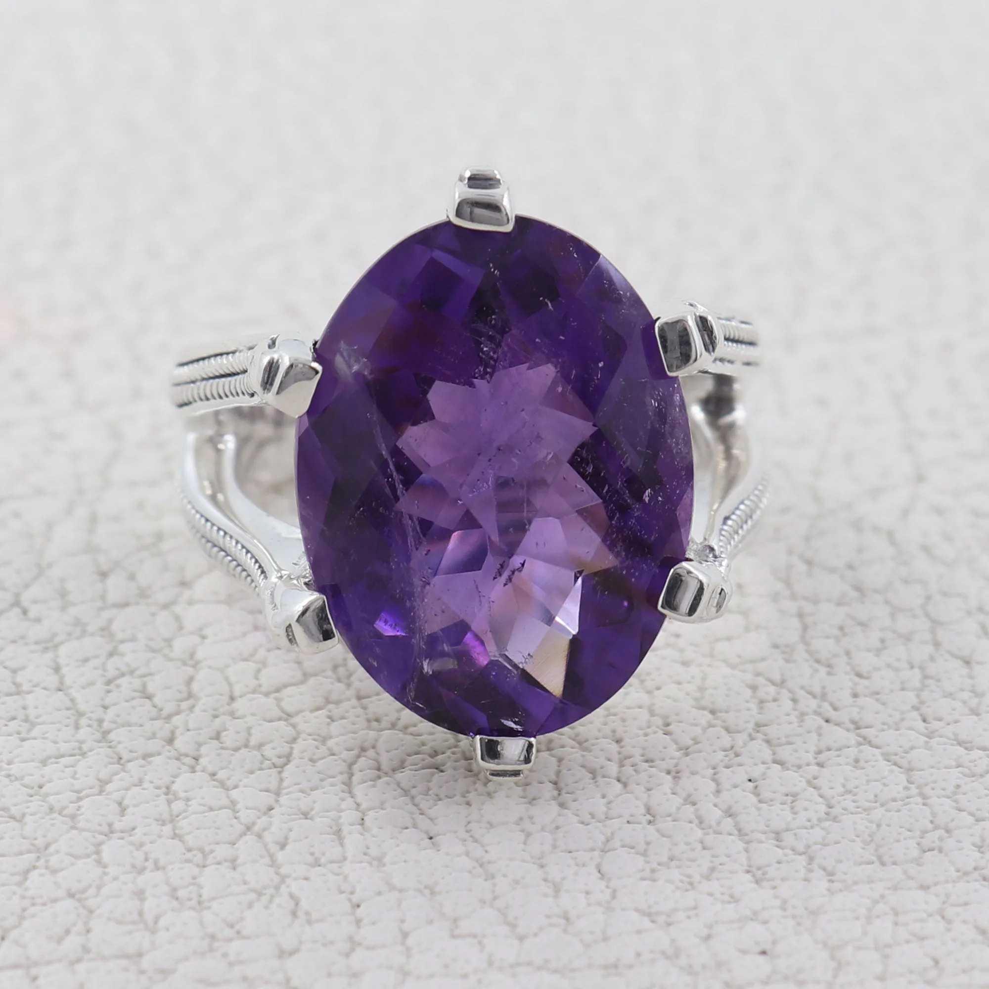 Beautiful Natural Amethyst Sterling Silver Rings