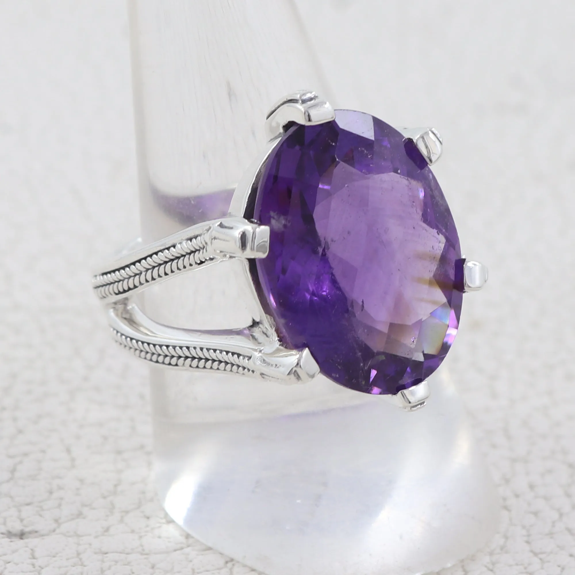 Beautiful Natural Amethyst Sterling Silver Rings