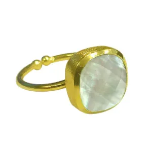 Bezel Set Mother of Pearl White Ring