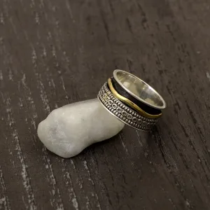 Black Engraved Multi Band Meditation Spinner Ring