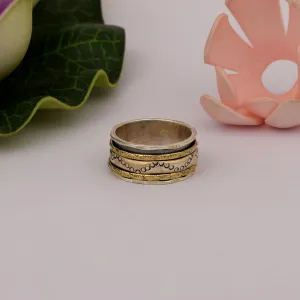 Black Engraved Multi Band Meditation Spinner Ring