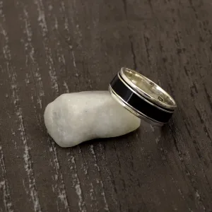 Black Engraved Multi Band Meditation Spinner Ring