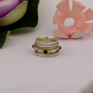 Black Onyx Multi Band Meditation Spinner Ring