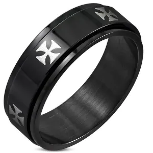 Black SPINNER Ring w/Pattee Cross (c106)