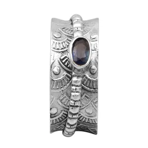 Blue CZ Two Banded Spinner Ring