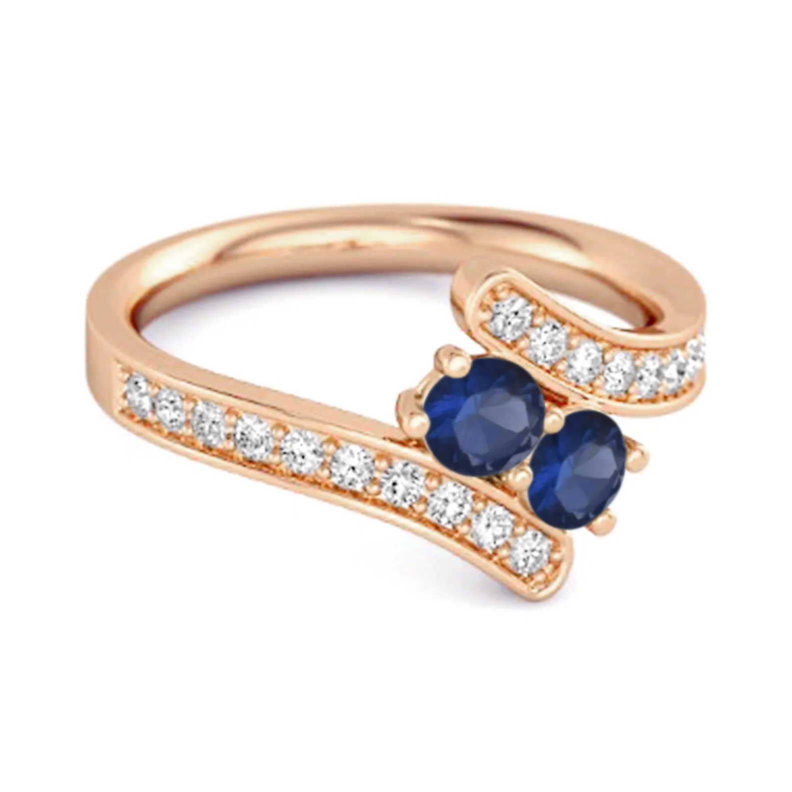 Blue Sapphire 925 Sterling Silver Split Shank Bypass Wedding Ring