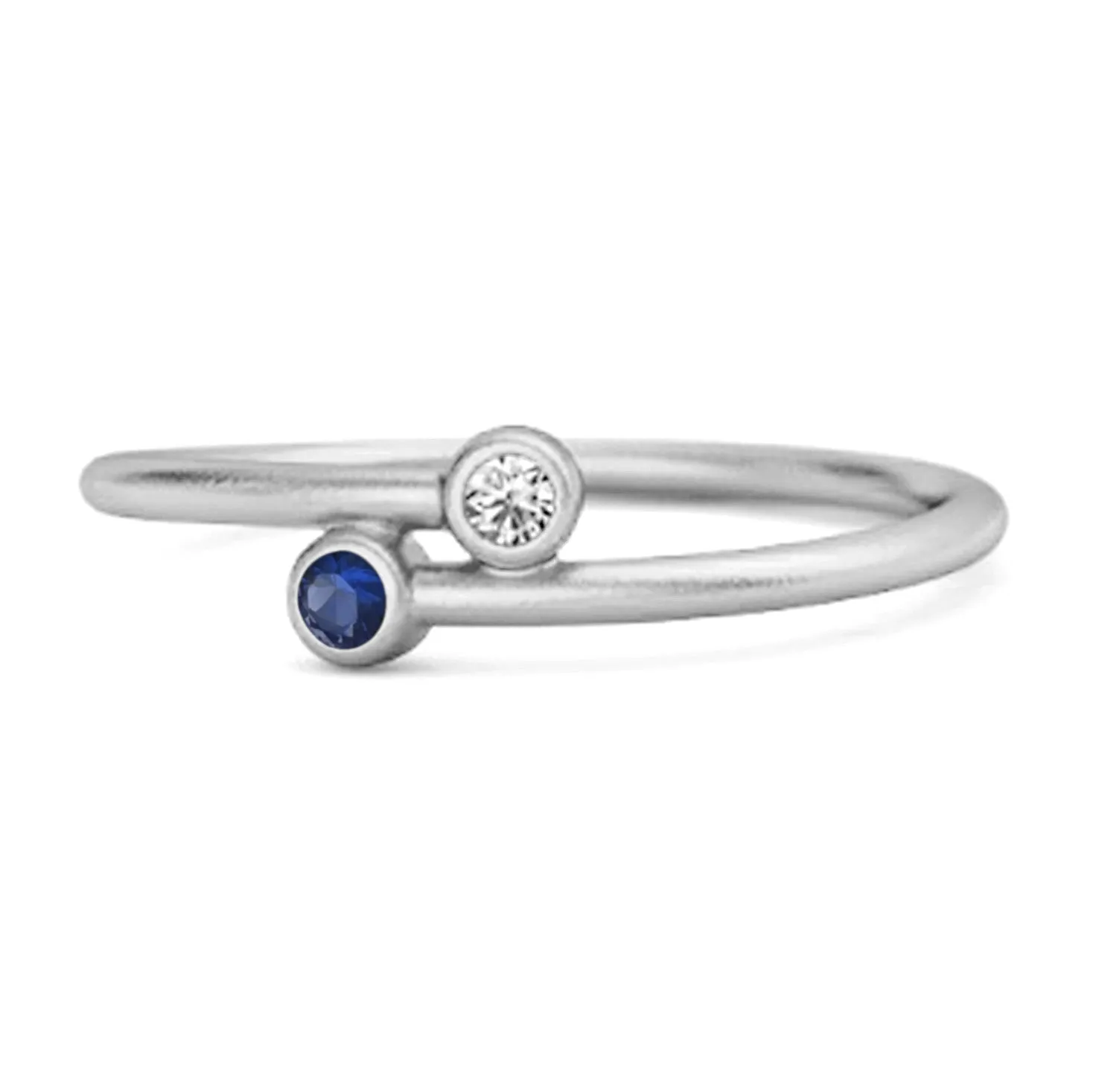 Blue Sapphire Birthstone 925 Sterling Silver Personalized Split Ring