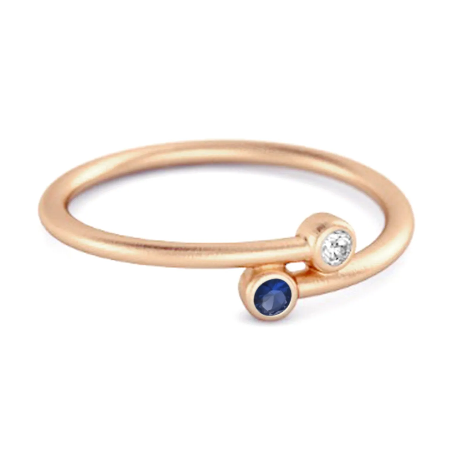 Blue Sapphire Birthstone 925 Sterling Silver Personalized Split Ring