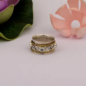 Blue Topaz Multi Band Meditation Spinner Ring