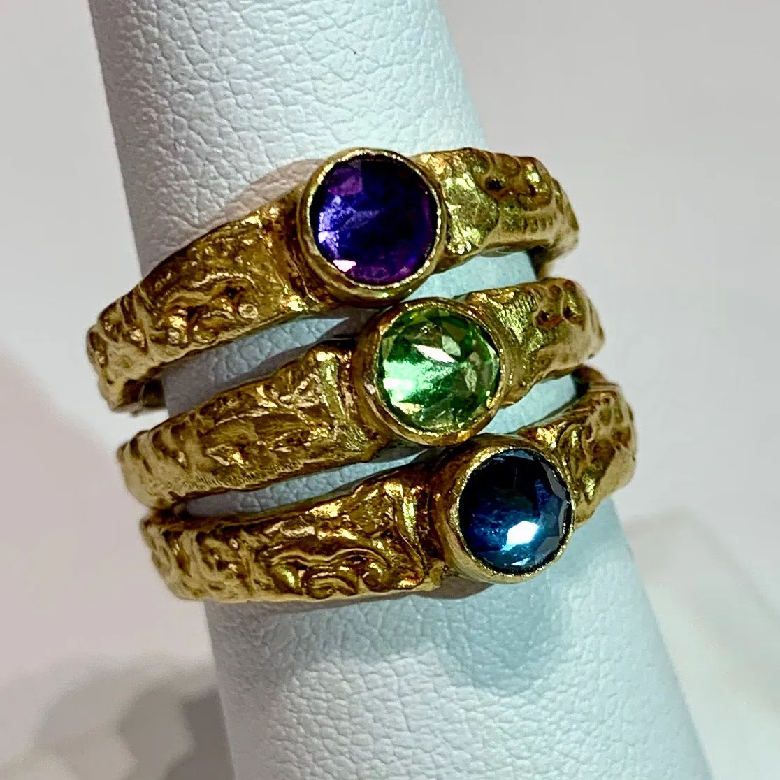 Blue Topaz Stack Ring - 24K Gold & Silver