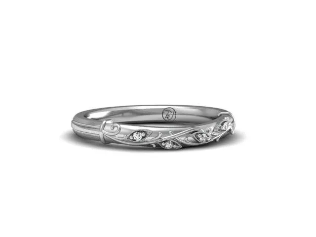 Bostonian Lily Organic Detailed Wedding Band