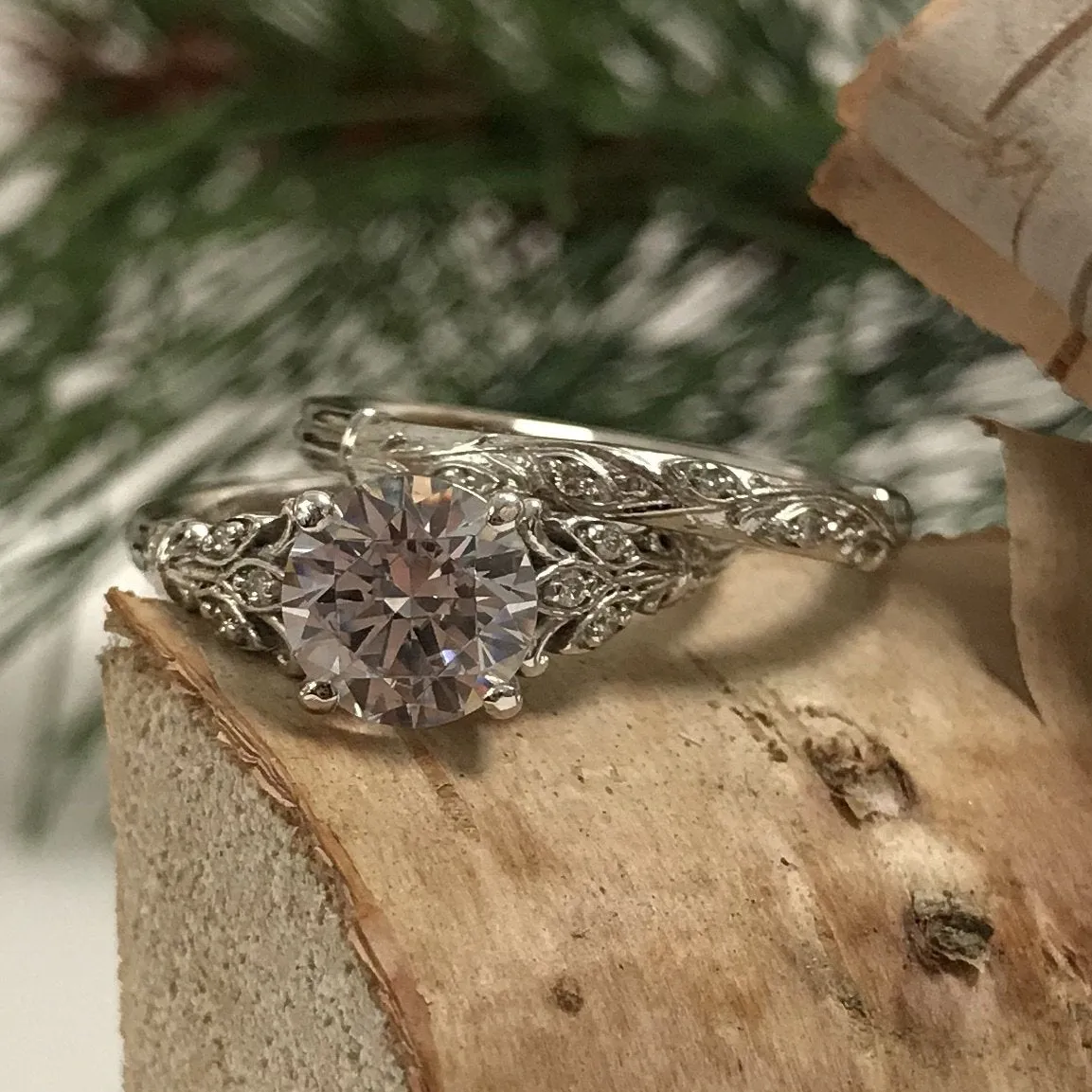 Bostonian Lily Organic Detailed Wedding Band