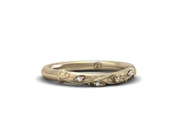 Bostonian Lily Organic Detailed Wedding Band
